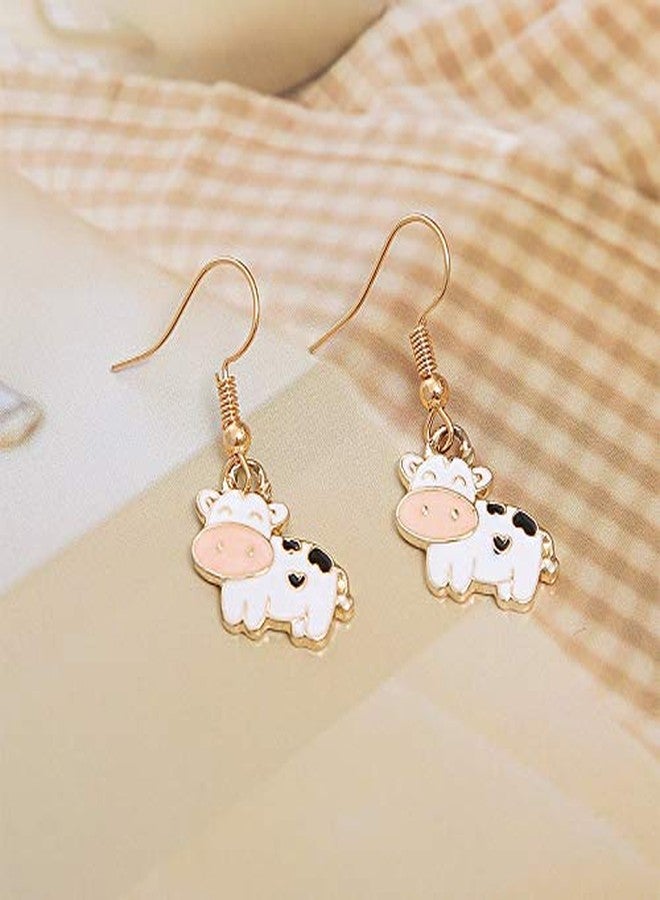 FORUBUS Cute Cow Dangle Earrings for Women - Zodiac Strawberry Cow Jewelry for Women-white - Image 5